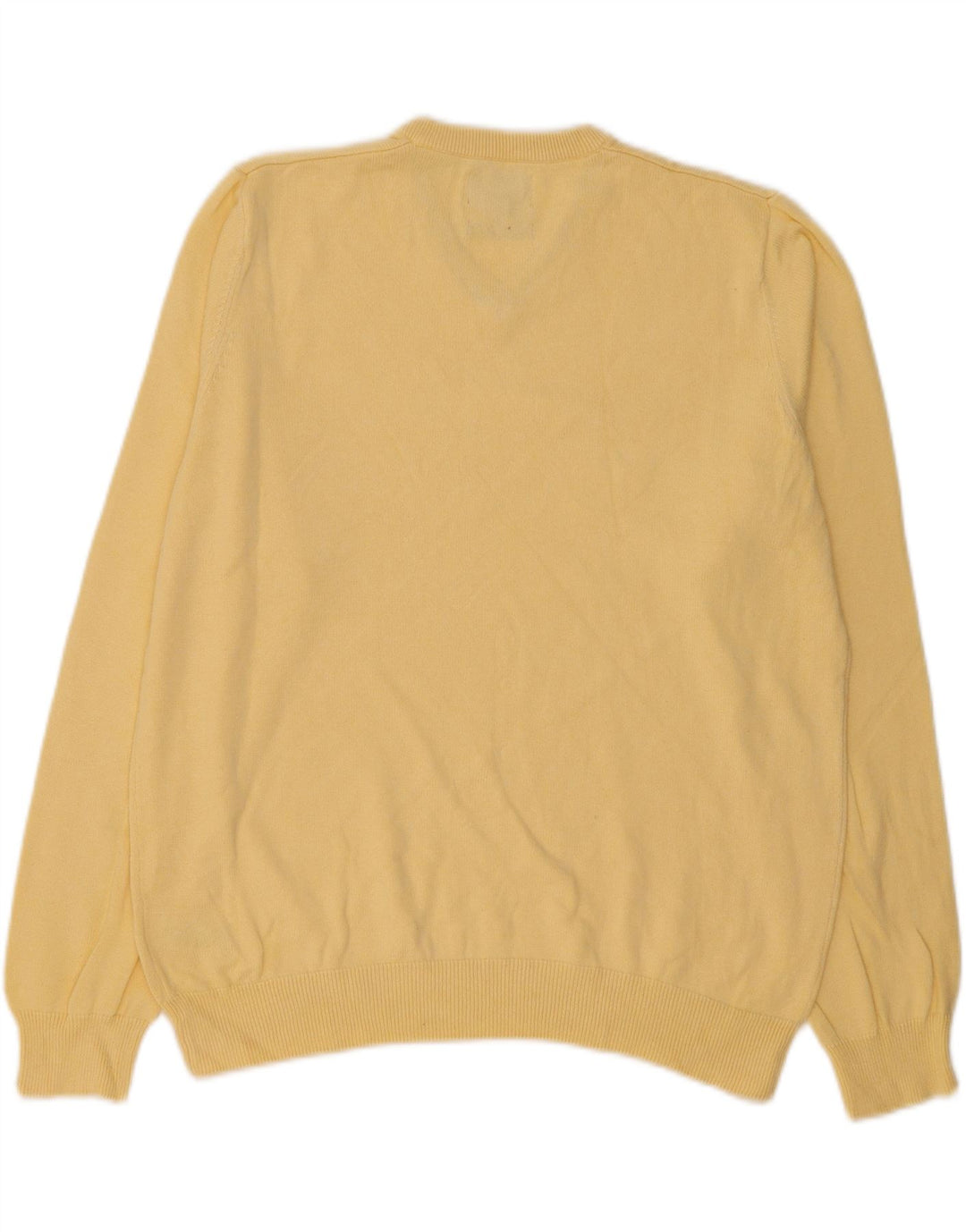 Marks & Spencer Mens V-Neck Jumper Sweater Large Yellow Cotton