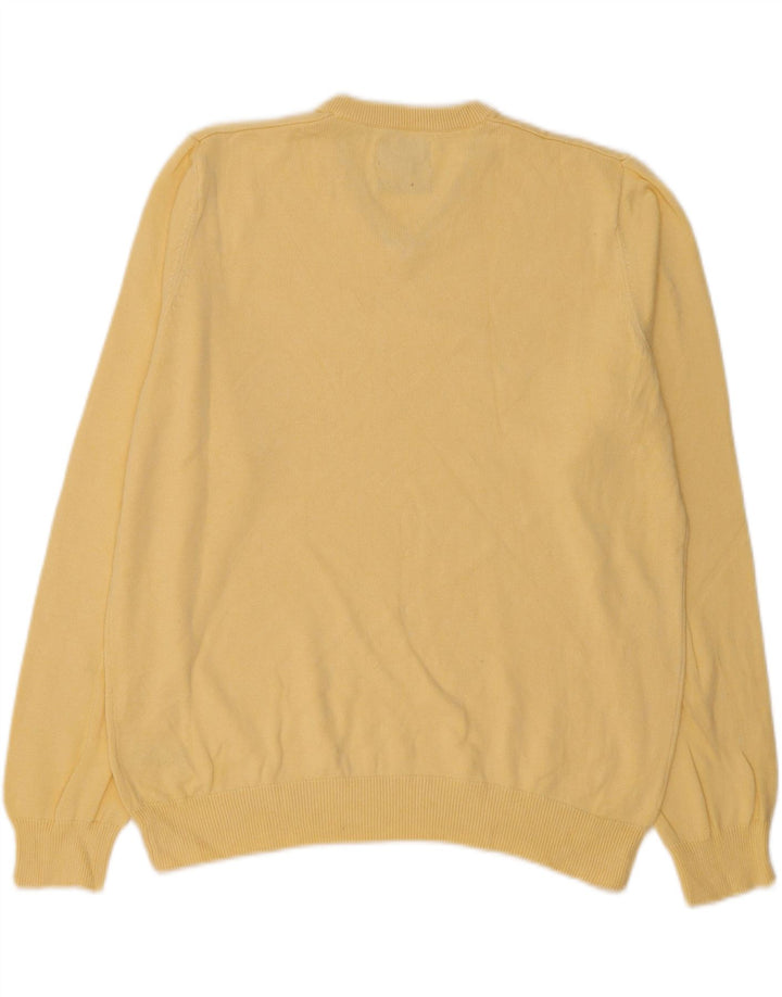 Marks & Spencer Mens V-Neck Jumper Sweater Large Yellow Cotton