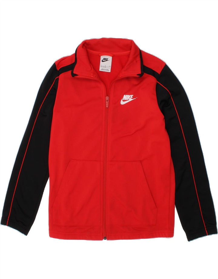 NIKE Boys Graphic Tracksuit Top Jacket 8-9 Years Small  Red Colourblock Vintage Nike and Second-Hand Nike from Messina Hembry 