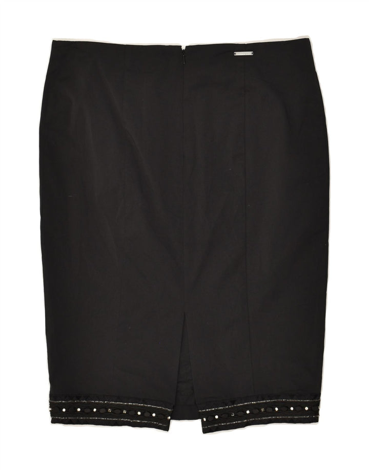 ROCCOBAROCCO Womens Pencil Skirt US 10 Large W32  Black Cotton | Vintage Roccobarocco | Thrift | Second-Hand Roccobarocco | Used Clothing | Messina Hembry 