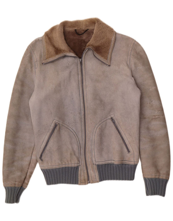 Jaqueta masculina VINTAGE Shearling IT 48 Shearling cinza médio