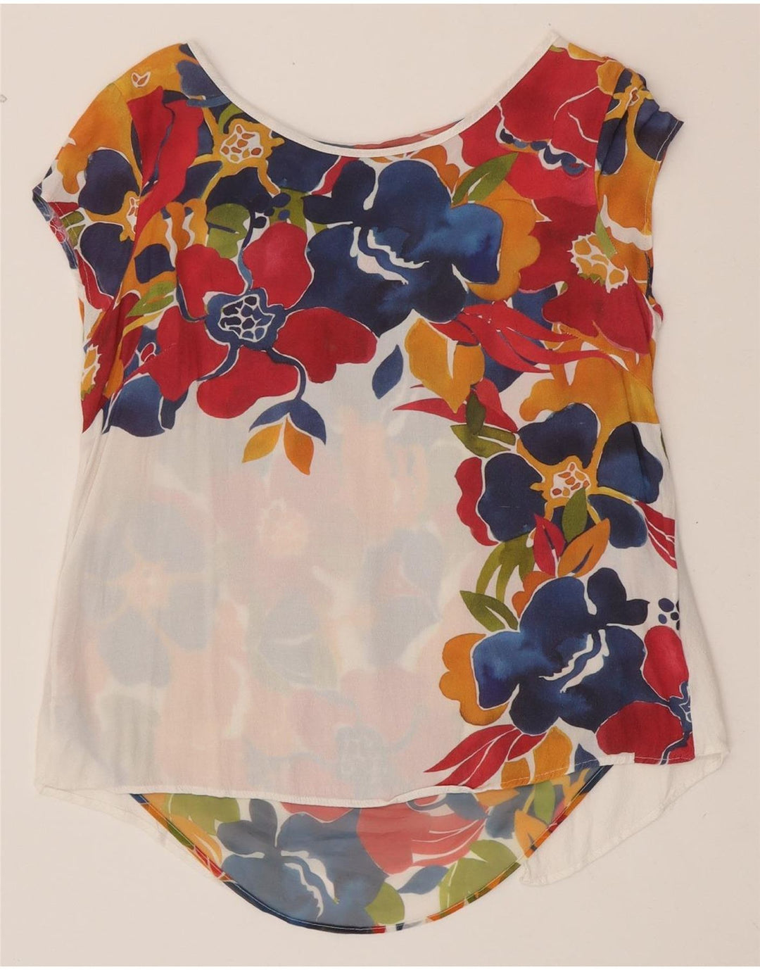 DESIGUAL Womens Blouse Top UK 12 Medium Multicoloured Floral Viscose Vintage Desigual and Second-Hand Desigual from Messina Hembry 