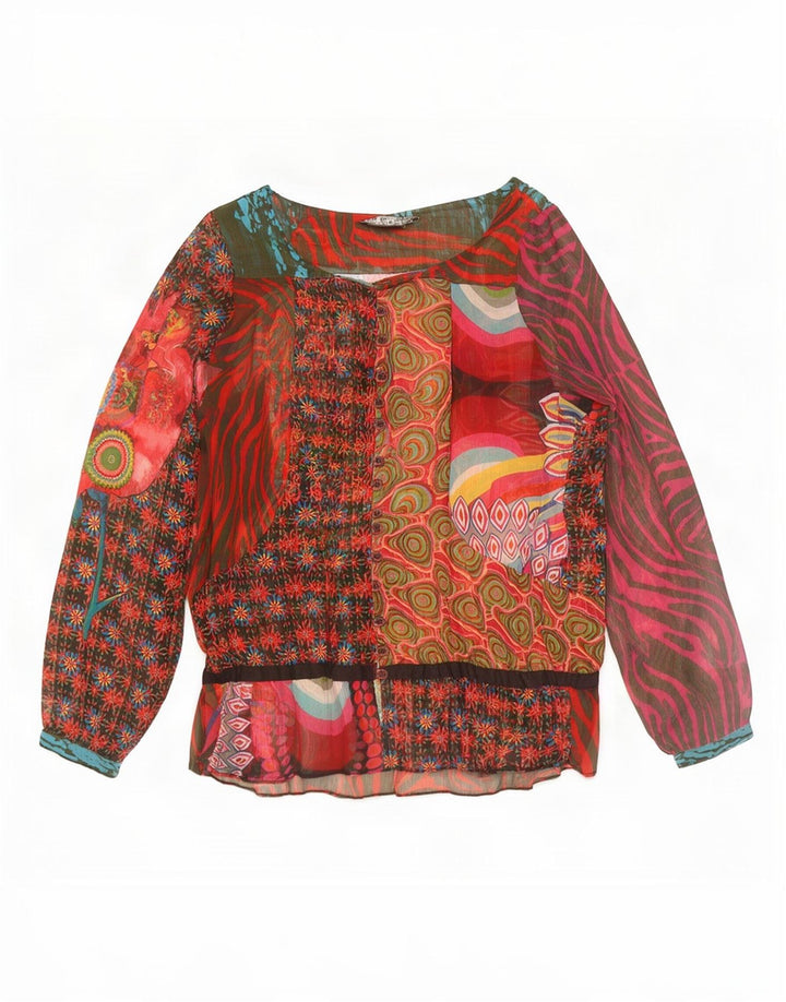 Desigual Blusa de manga larga para mujer Top EU 40 Medium Multicolor Patchwork