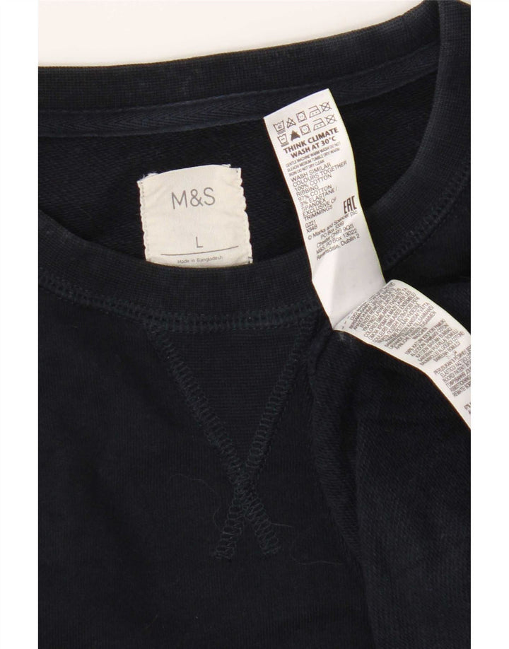 Marks & Spencer Mens Sweatshirt Jumper Large Navy Blue Cotton