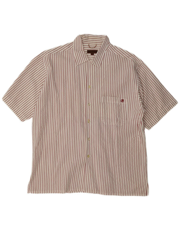 Vintage Mens Short Sleeve Shirt XL White Pinstripe Cotton