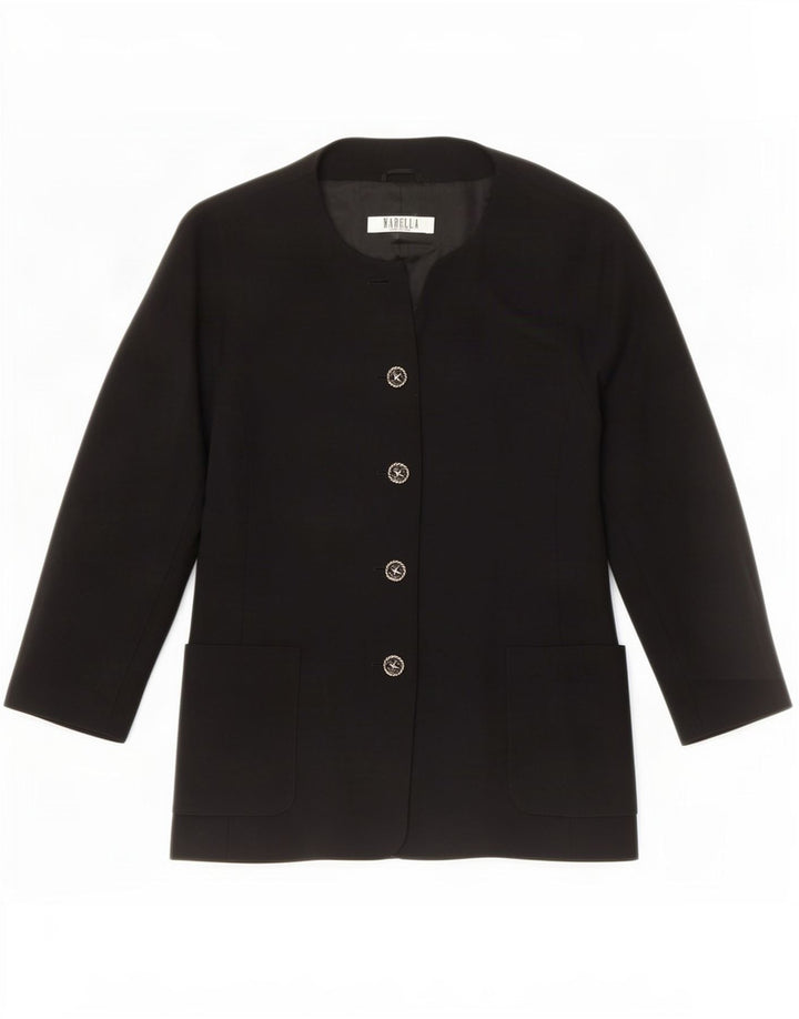 Jachetă Blazer pentru femei Marella cu 4 nasturi UK 12 Medium Negru Lână nouă