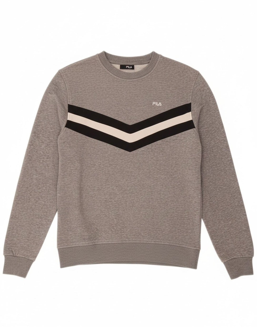 FILA Mens Sweatshirt Jumper XS Grey Striped Cotton Vintage Fila and Second-Hand Fila from Messina Hembry 