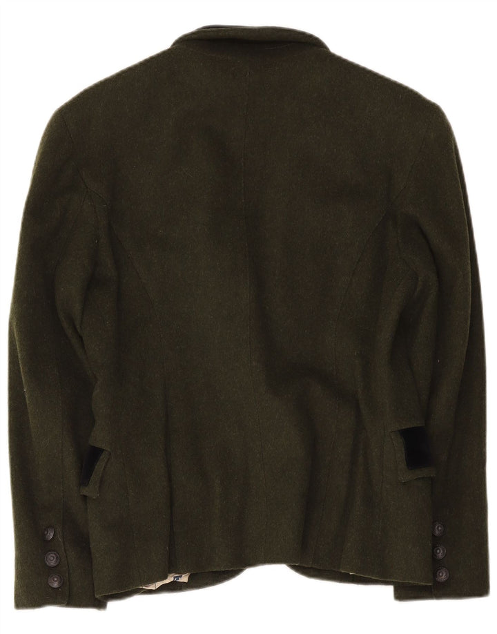 Vintage Damen 1-Knopf-Blazer-Jacke, UK 14, groß, Khaki, Farbblock