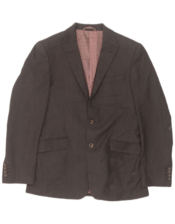 Marks & Spencer Mens 2 Button Blazer Jacket EU 48 Medium Grey Polyester
