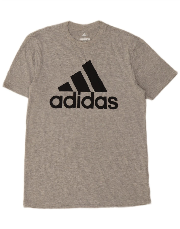 Adidas grafisk t-shirt til mænd, mellemgrå flækket polyester
