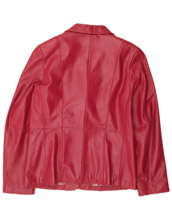 Vintage Womens 3 Button Leather Blazer Jacket EU 38 Medium Pink Leather