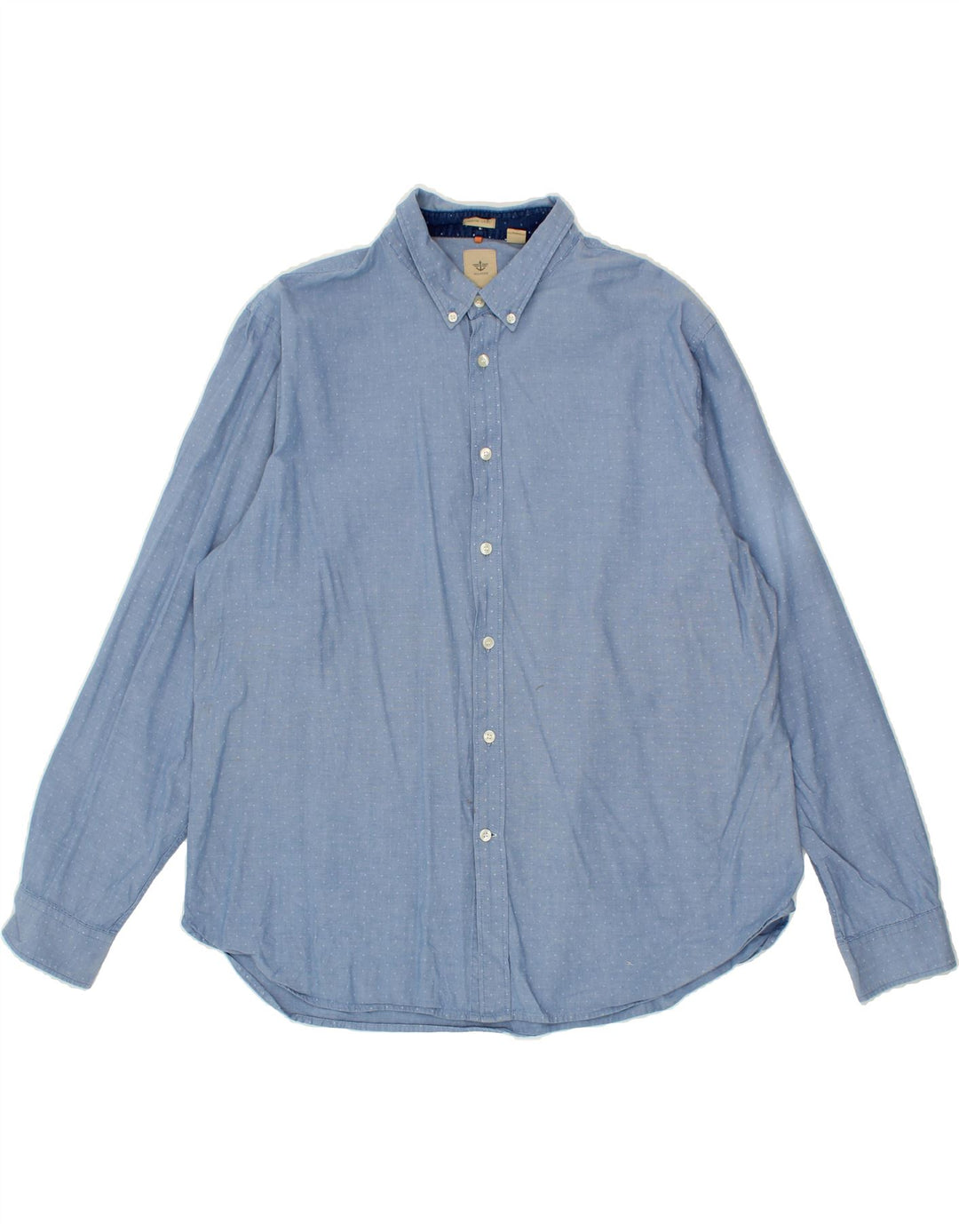 DOCKERS Mens Modern Classic Shirt XL Blue Spotted Cotton Vintage Dockers and Second-Hand Dockers from Messina Hembry 
