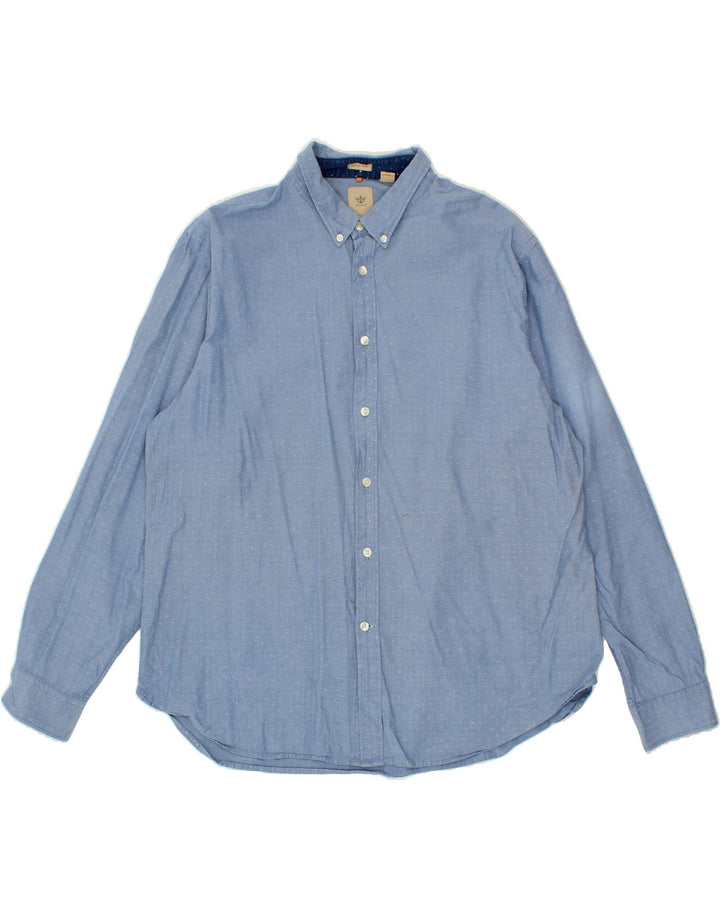 DOCKERS Mens Modern Classic Shirt XL Blue Spotted Cotton Vintage Dockers and Second-Hand Dockers from Messina Hembry 