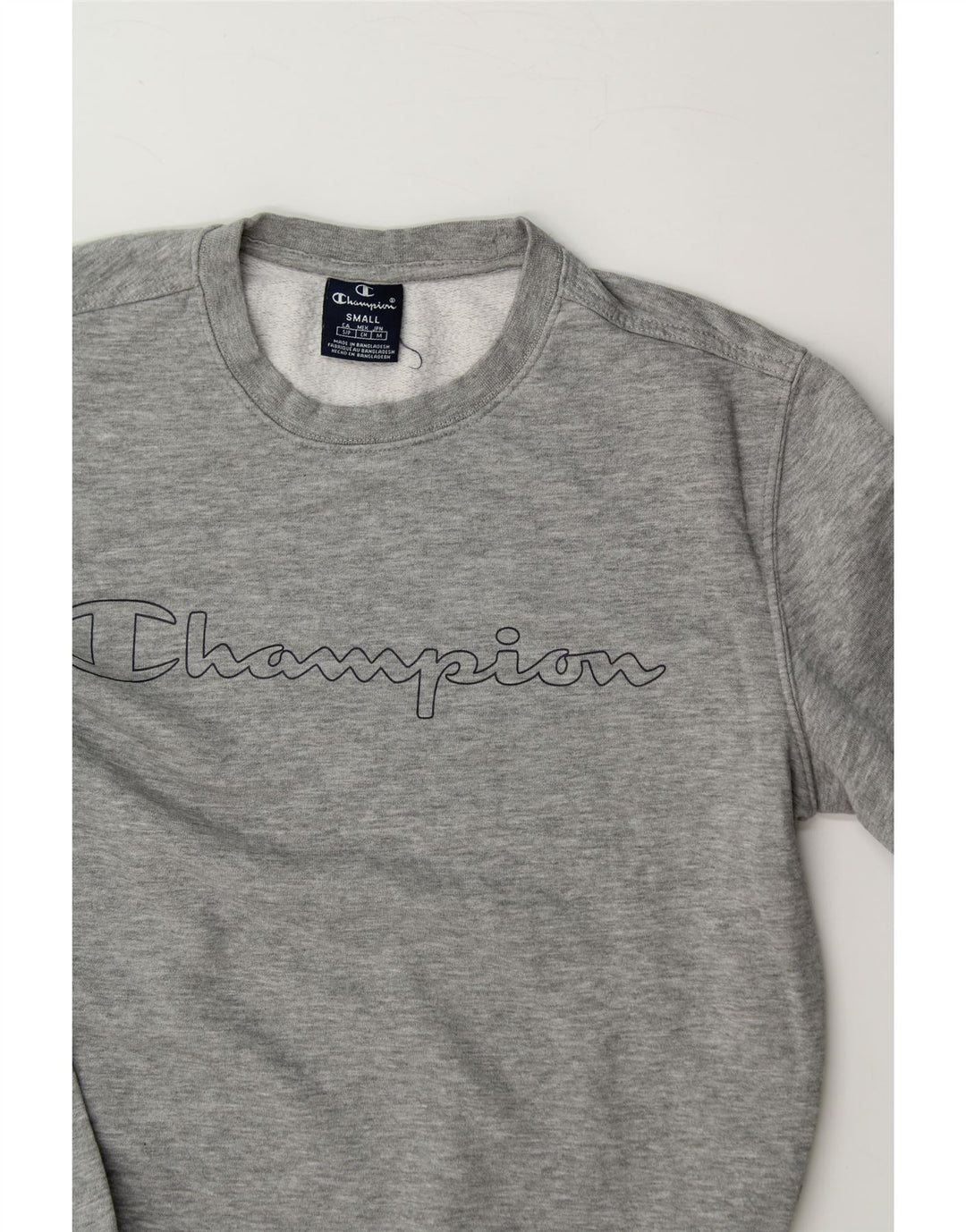 CHAMPION Mens Graphic Sweatshirt Jumper Small Grey Cotton Vintage Champion and Second-Hand Champion from Messina Hembry 