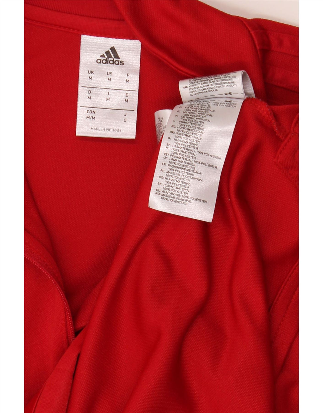 Top della tuta da ginnastica Adidas da uomo con zip grafica e collo in poliestere rosso medio