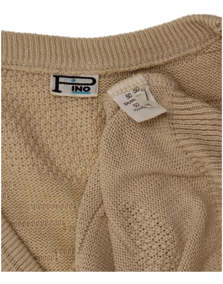 vintage Mens Vest Débardeur IT 50 Coton Beige Moyen