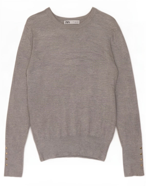 Maglione Zara da donna con scollo a barca UK 14 grande grigio screziato