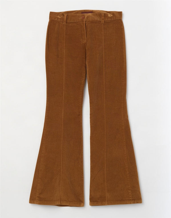 Vintage γυναικείο κοτλέ παντελόνι Flare UK 10 Small W28 L30 καφέ βαμβακερό