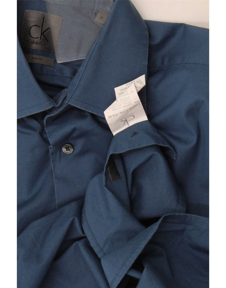 Calvin Klein Mens Slim Fit Shirt Medium Blue Cotton