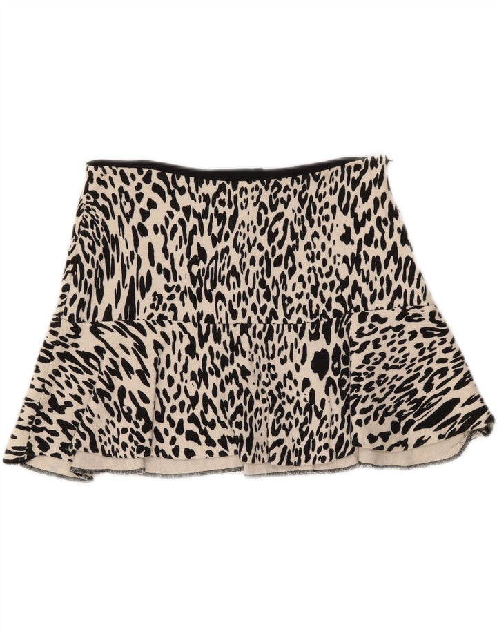 Zara Womens Mini Skirt Medium W28  Off White Animal Print