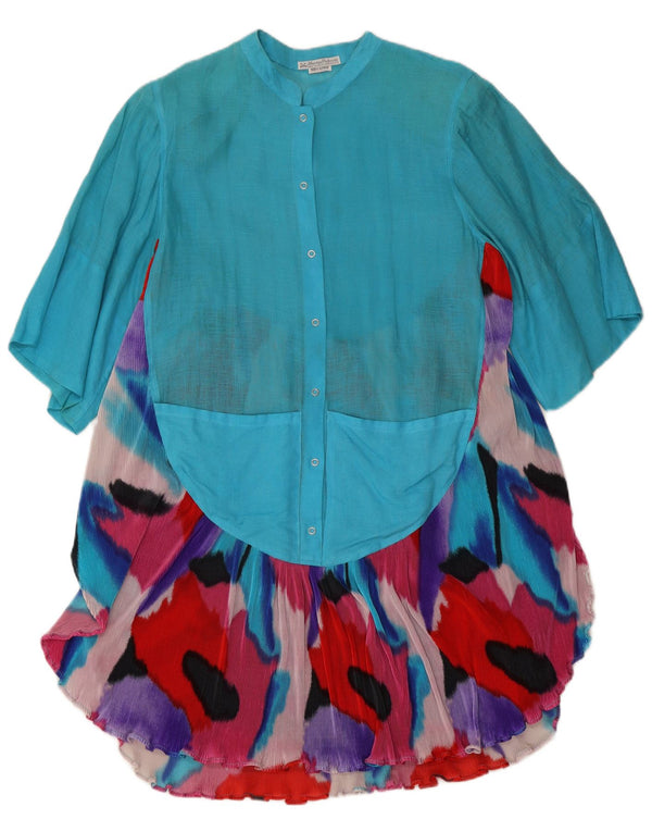 Marisa Padovan Womens Beach Dress One Size Blue Tie Dye Linen