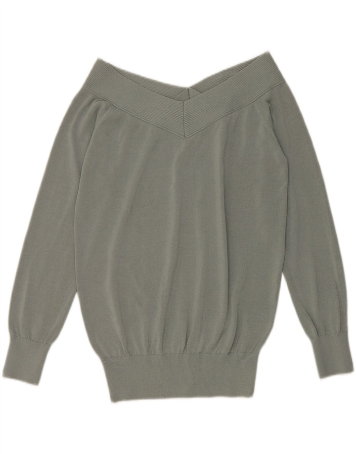 Reiss Womens Off Shoulder Jumper UK 14 Medium Green Viscose