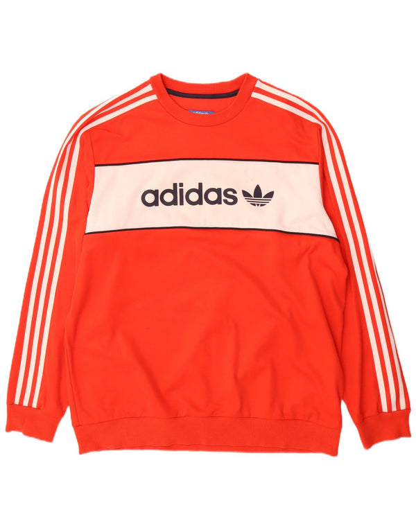 Adidas Graphic Sweatshirt Jumper XL Orange Colourblock Bomuld