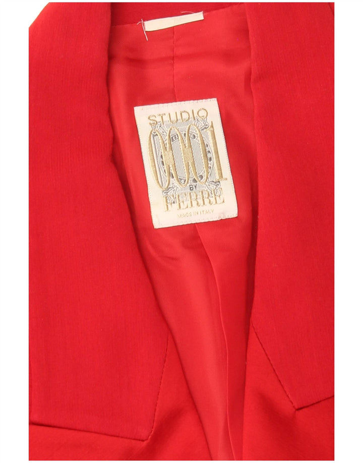 Ferre Womens Crop Double Breasted Blazer Jacket UK 14 Medium Red