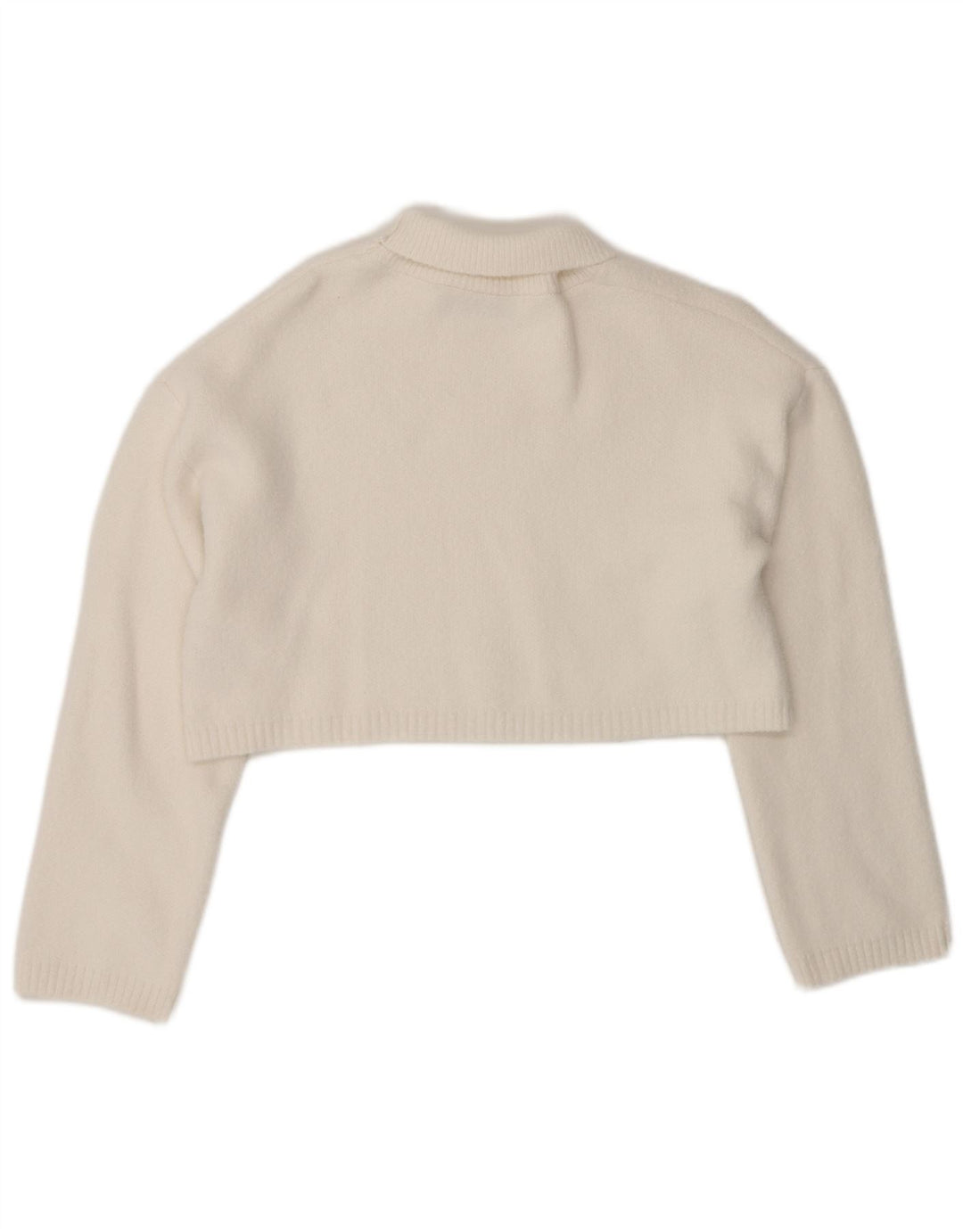 Zara Womens Crop Oversized Roll Neck Jumper Sweater UK 10 Small White