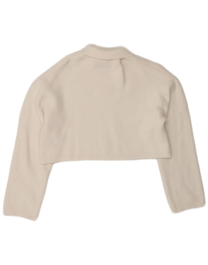 Zara Womens Crop Oversized Roll Neck Jumper Sweater UK 10 Small White