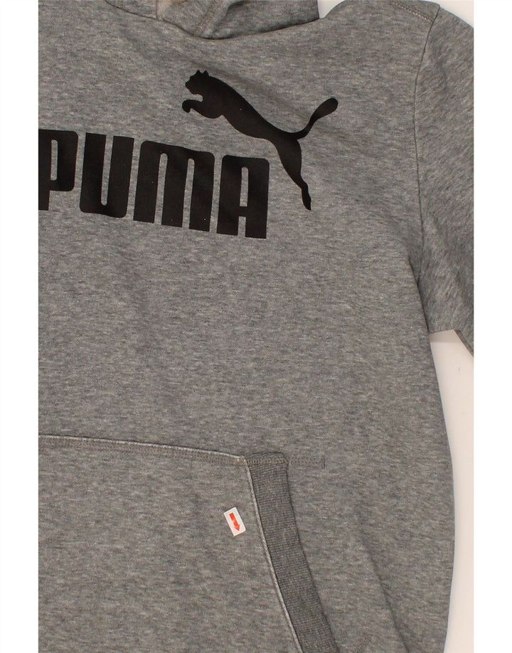 PUMA Mens Graphic Hoodie Jumper Medium Grey Cotton Vintage Puma and Second-Hand Puma from Messina Hembry 