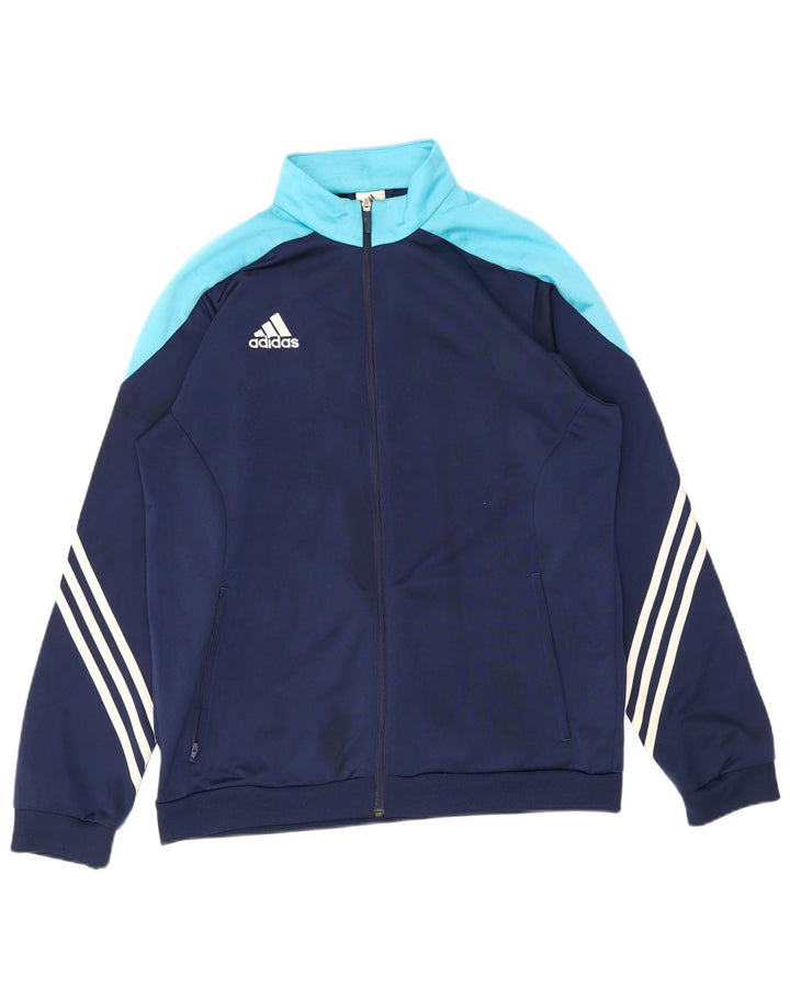 Adidas Herren-Trainingsanzug-Top-Jacke, großes marineblaues Farbblock-Polyester