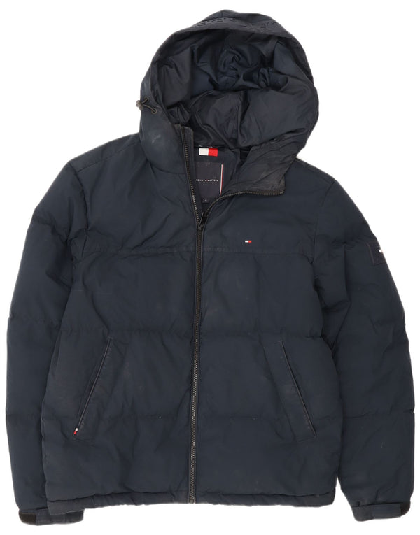 Tommy Hilfiger Herre hættepolstret jakke UK 38 Medium Navy Blue Polyester