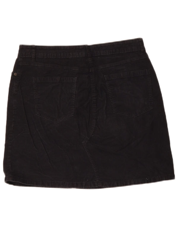 Marks & Spencer Damen Mini-Cordrock UK 12 Medium W32 Schwarze Baumwolle