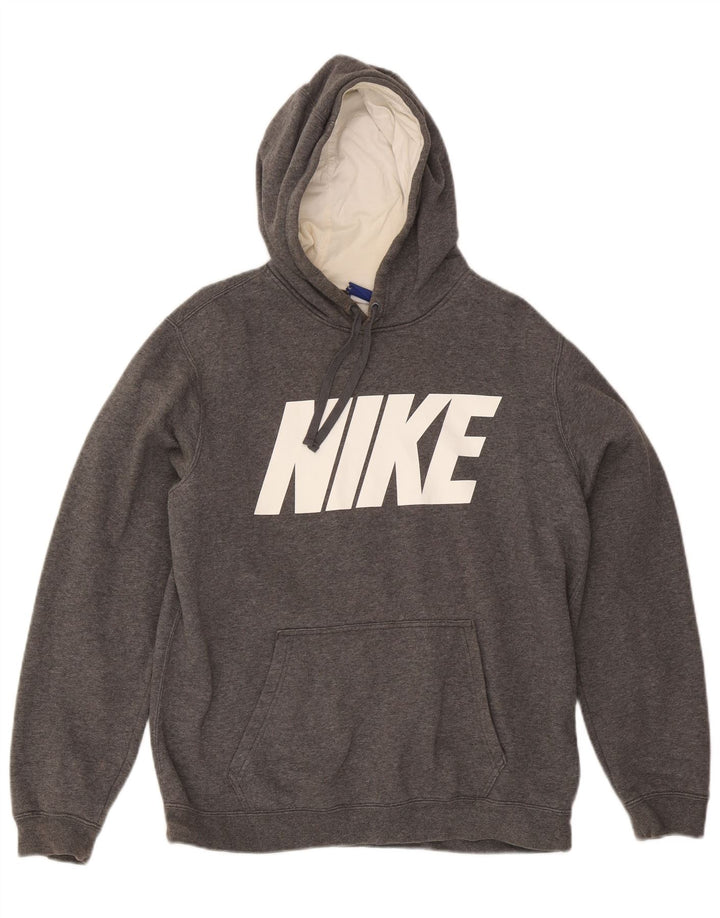 Nike Mens Graphic Hoodie Jumper Medium Grey Cotton