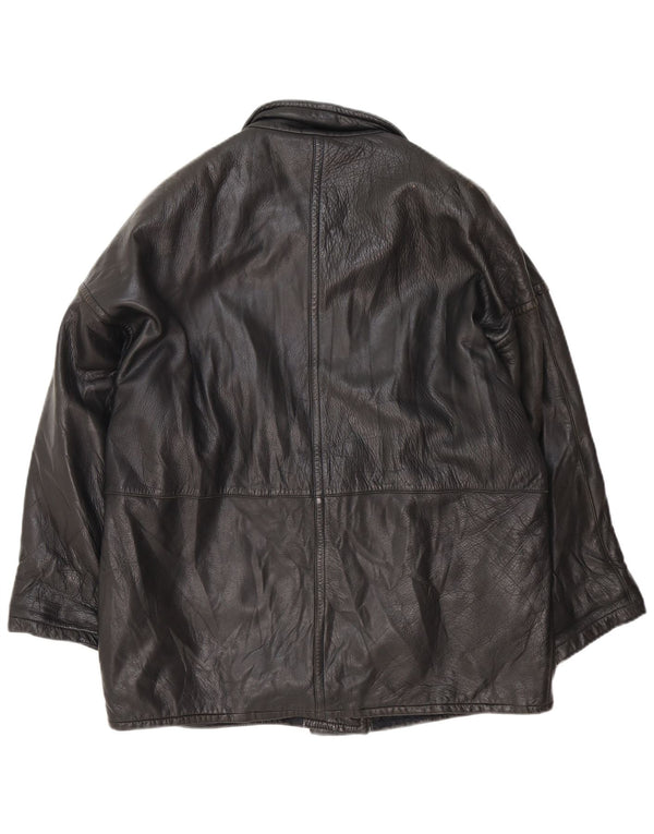 Giacca in pelle vintage da donna UK 18 XL nera