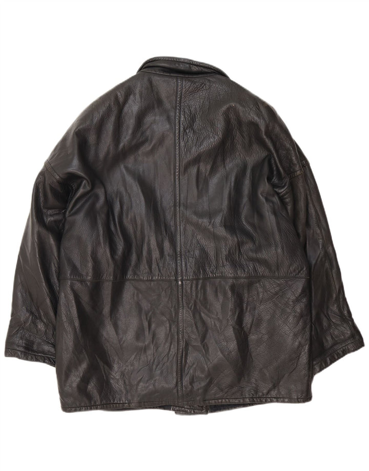 Giacca in pelle vintage da donna UK 18 XL nera