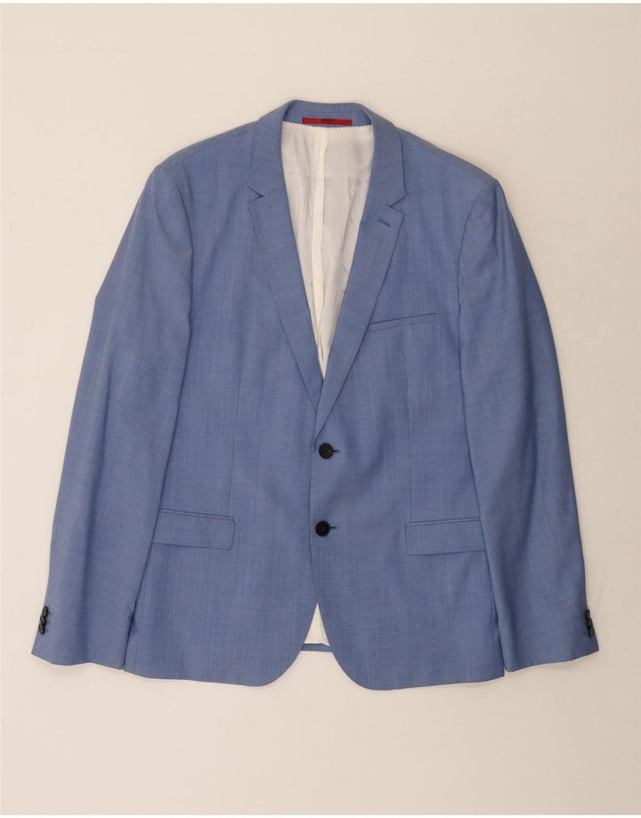 Hugo Boss Mens 2 Button Blazer Jacket IT 54 2XL Blue Wool