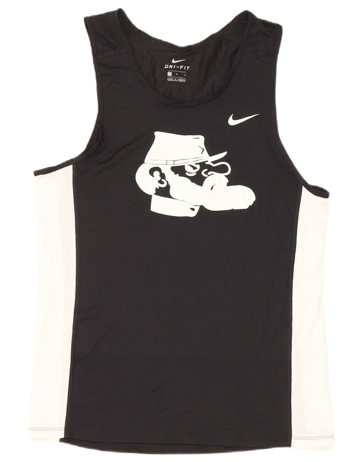 Colete gráfico Nike masculino Dri Fit Top médio preto colorblock poliéster