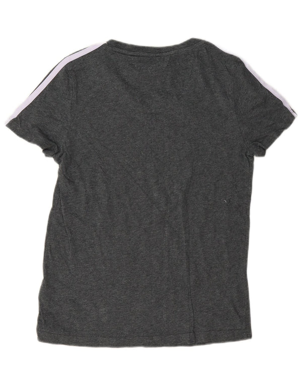 Adidas Damen T-Shirt Top UK 8/10 Small Grau Baumwolle