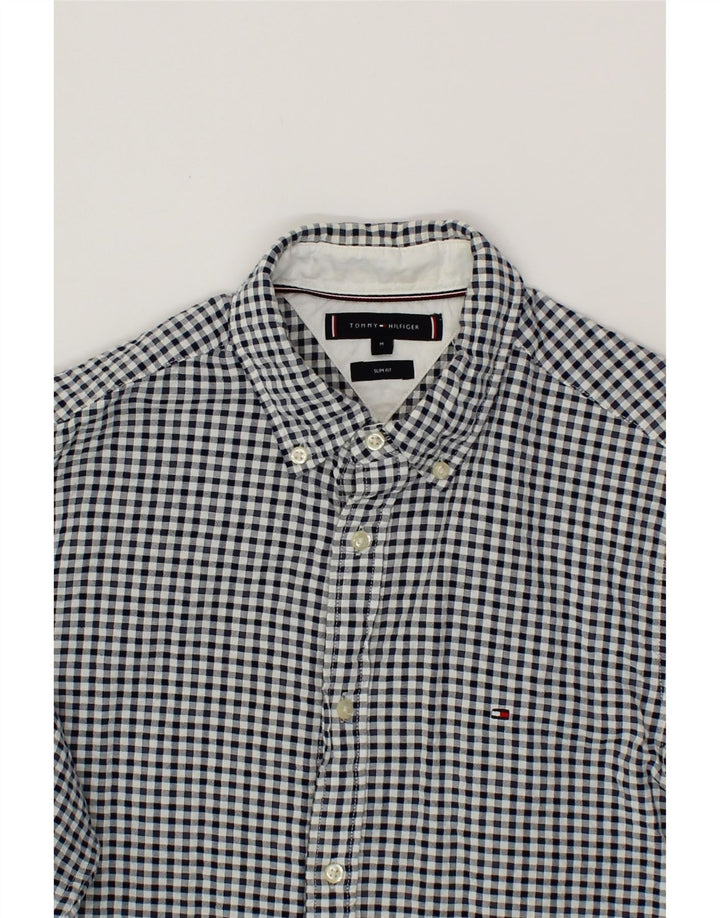 TOMMY HILFIGER Mens Slim Fit Shirt Medium Black Gingham Cotton Vintage Tommy Hilfiger and Second-Hand Tommy Hilfiger from Messina Hembry 