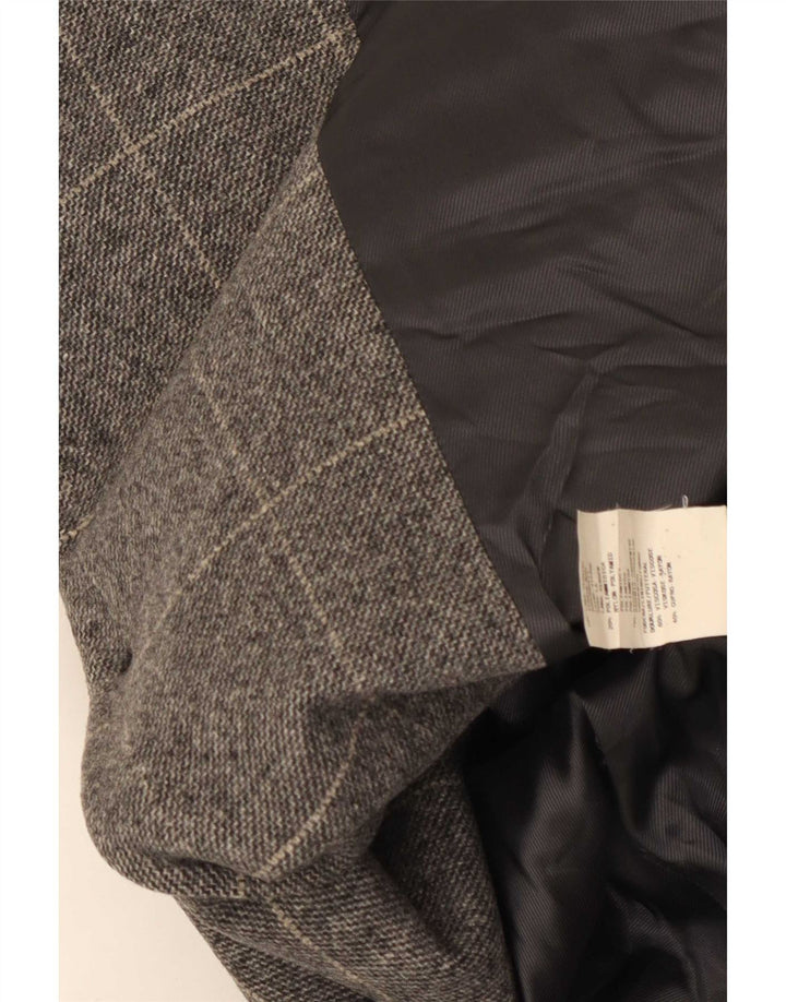Armani Collezioni Damen 3-Knopf-Blazerjacke IT 50 XL grau karierte Wolle