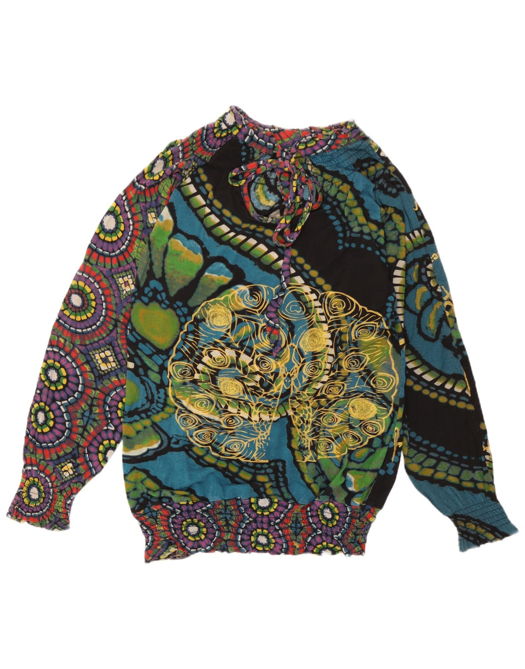 Desigual Womens Abstract Pattern Blouse Top UK 14 Medium Multicoloured