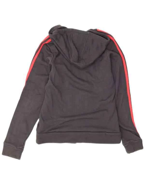 Adidas Damen Zip Hoodie Pullover UK 12 Mittelgraue Baumwolle