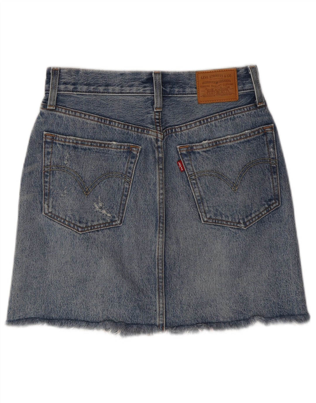 LEVI'S Womens Distressed Denim Skirt W26 Small Blue Cotton