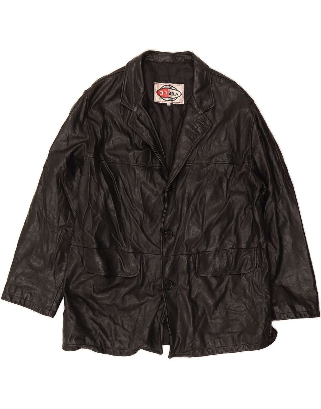 VINTAGE Mens Leather Jacket UK 44 2XL Black Leather Vintage Vintage and Second-Hand Vintage from Messina Hembry 
