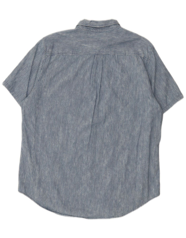 Camicia da uomo a maniche corte vestibilità regolare Superdry 2XL cotone gessato blu