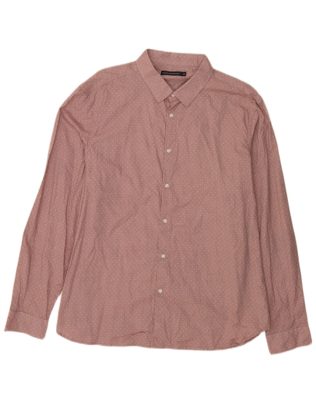 French Connection Mens Shirt 2XL Pink Spotted Cotton
