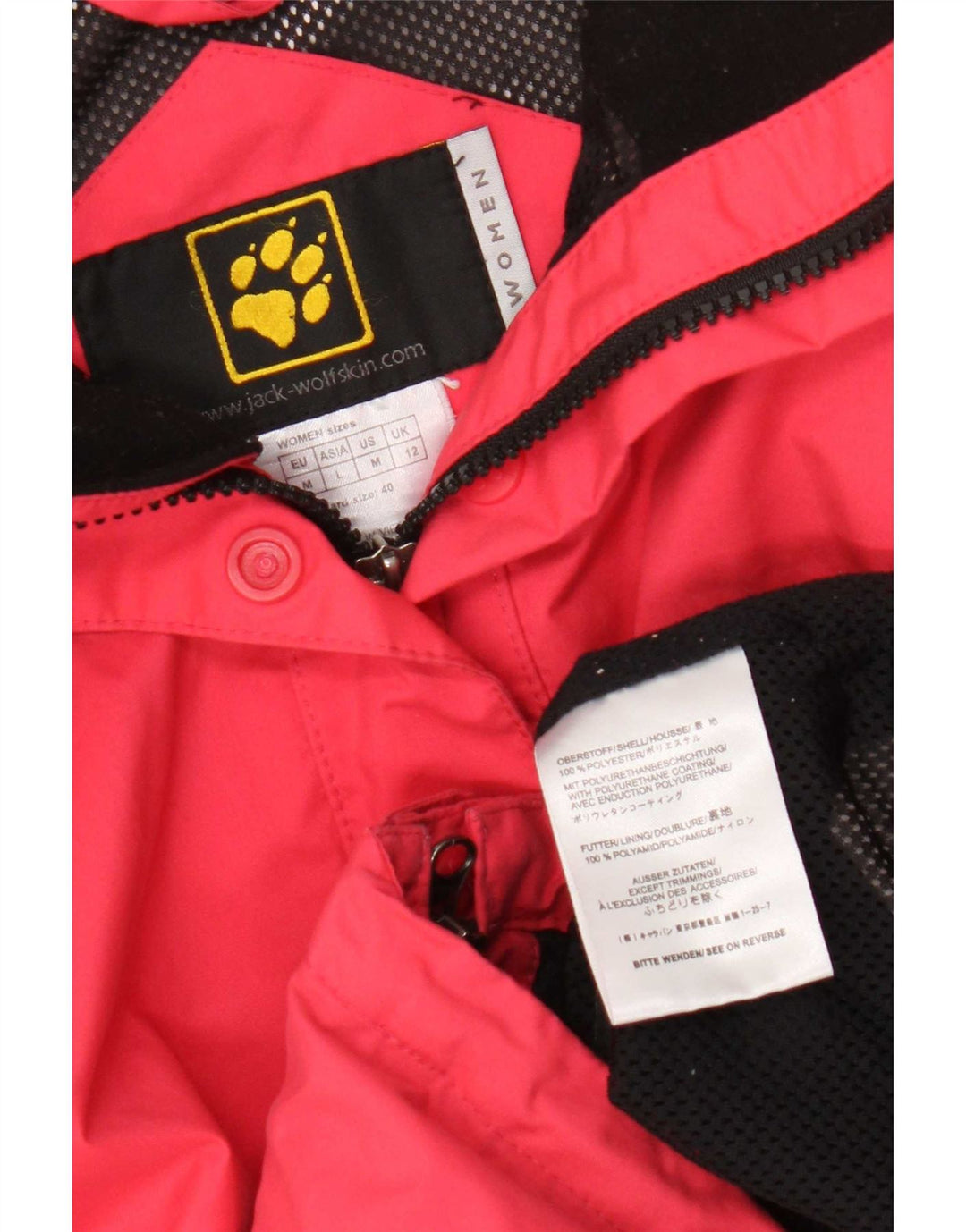 Jack Wolfskin Chaqueta impermeable con capucha para mujer UK 40 Poliéster rosa medio