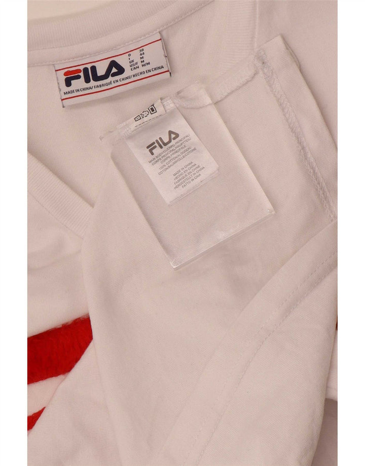 Fila Womens Graphic T-Shirt Top UK14 Medium White Cotton